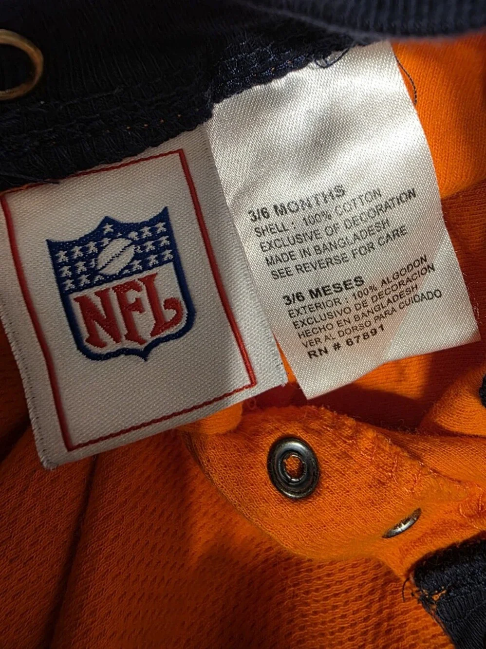 Chicago Bears Orange Baby One-Piece